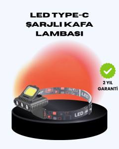 COB + XPE LED Kafa Feneri 800 Lumen USB Type C Şarjlı Çok Modlu
