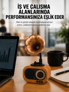 Kablosuz Retro Radyo Hoparlör 5W Güçlü Ses USB Hafıza Kart Destekli Yeni Nesil