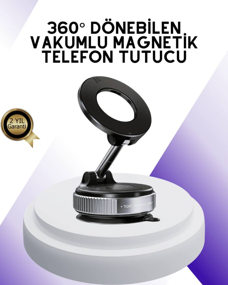 Manyetik Araç Telefon Tutucu 360 Derece Dönebilen Vakumlu Stand