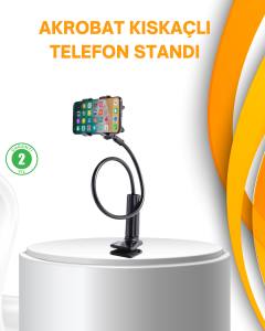 Esnek Gövdeli Mandallı Masaüstü Telefon Tutucu