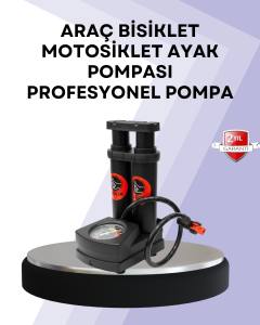 Basınç Saatli Ayak Pompası Bisiklet ve Araç Uyumlu