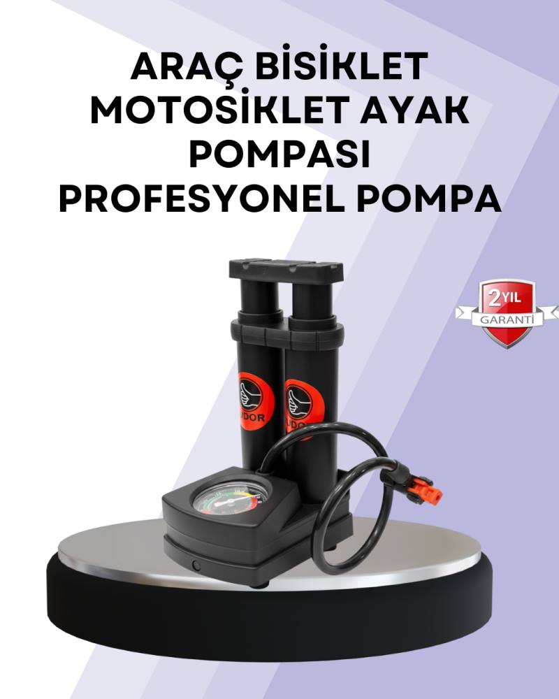 Basınç Saatli Ayak Pompası Bisiklet ve Araç Uyumlu