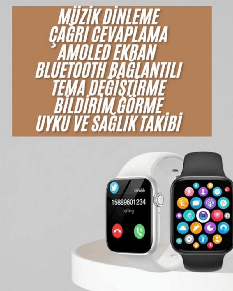 1.83 İnç Akıllı Saat Android ve İOS Uyumlu Çağrı Cevaplayabilen Adımsayar GPS Takibi