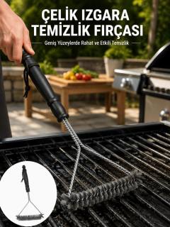 Uzun Saplı Paslanmaz Çelik Izgara Temizlik Fırçası Yeni Nesil