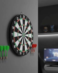 Kaliteli Ahşap Dart Tahtası 12 İnç  4 Dart Ok Seti