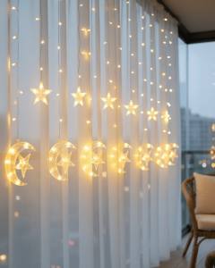 Hilal Yıldız LED Perde Işık Balkon Pencere ve Oda Dekorasyonu