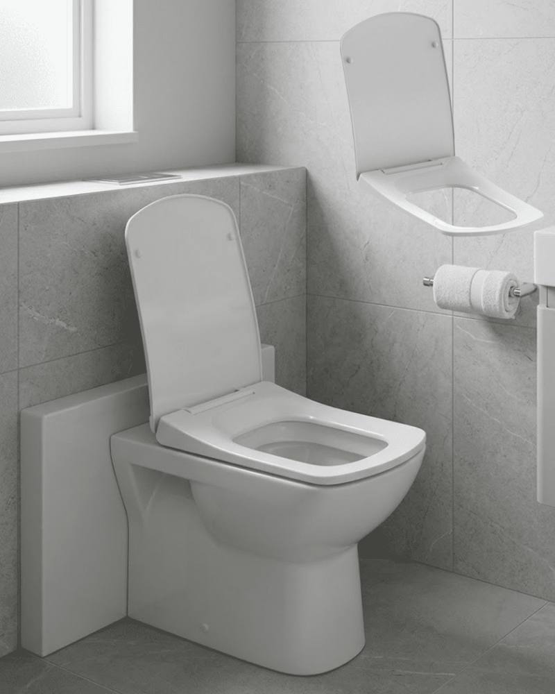 Kare Slim Klozet Kapağı Sessiz Kapanma Dayanıklı Tasarım