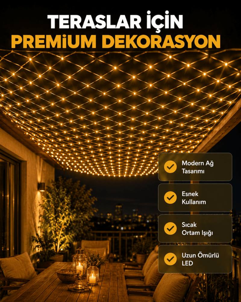 Dekoratif LED File Işık Ağ Tasarımlı Balkon Bahçe ve Oda Aydınlatması