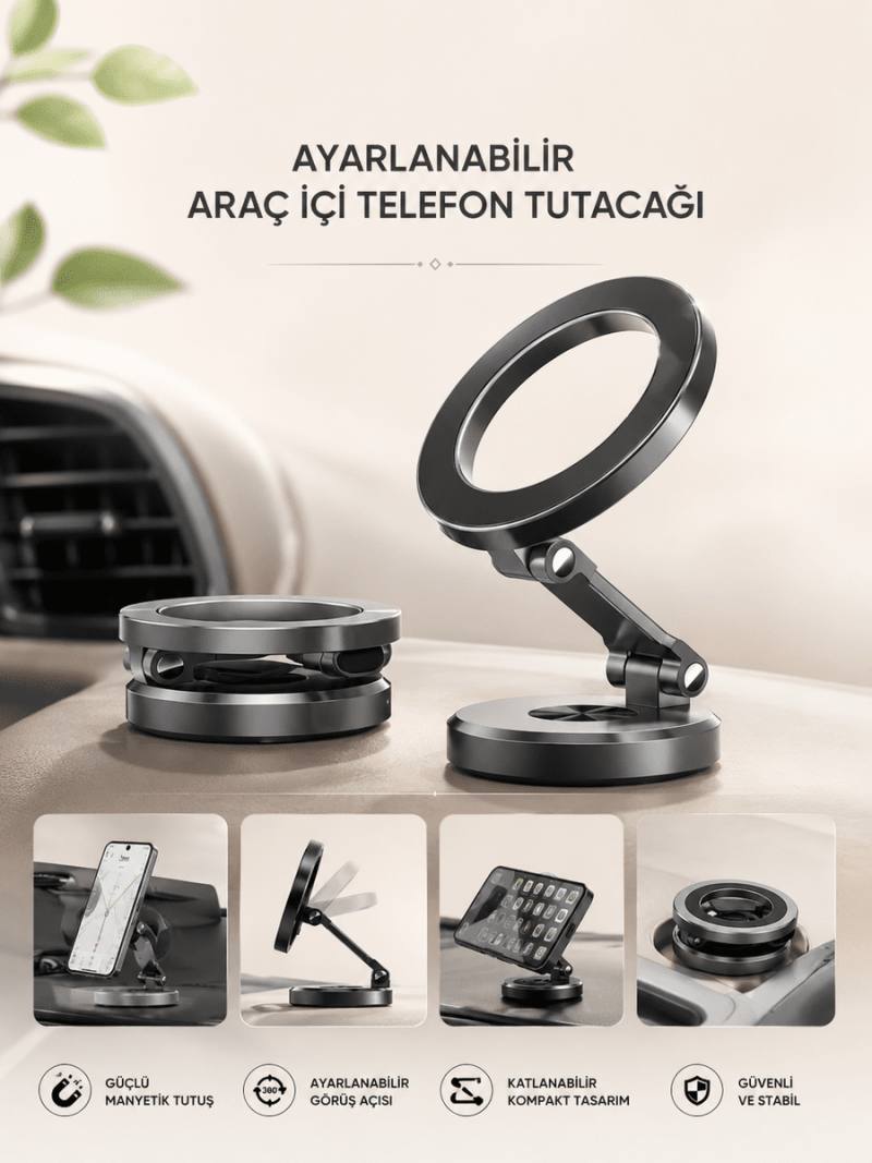 Araç İçi Telefon Tutacağı Manyetik Tasarım Ayarlanabilir