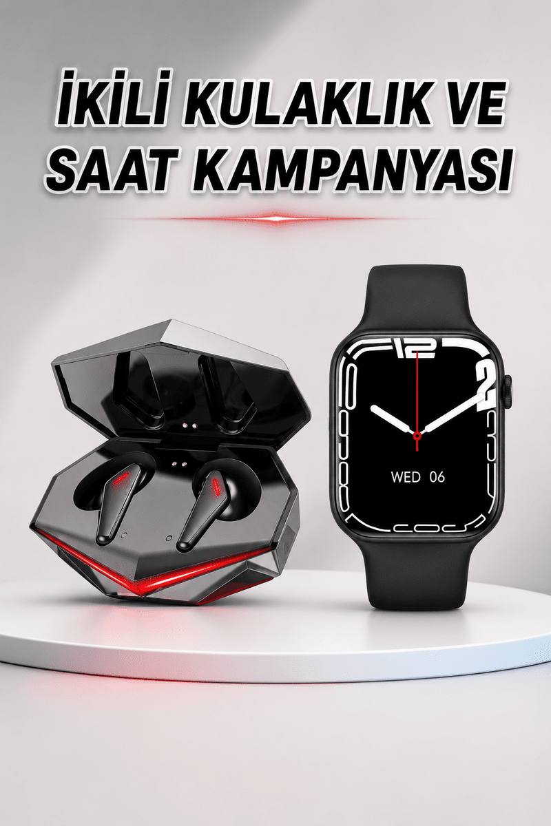 İkili Set Dev Kampanya Ucuz Kulaklık Ucuz Akıllı Saat Gürültü Önleyici Uzun Pil Ömrü