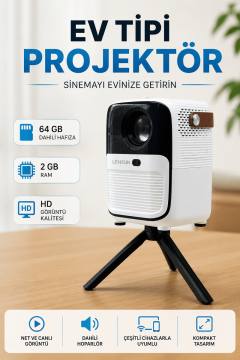 Projector Ev Tipi 64 Gb 2 Gb Rem Hafıza Hd Görüntü Kumandalı