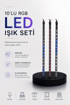 Dekoratif Ortam Aydınlatması RGB LED 10’lu Çubuk Seti