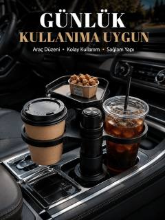 Araç İçi Bardaklık Organizeri Çok Amaçlı İçecek ve Eşya Tutucu