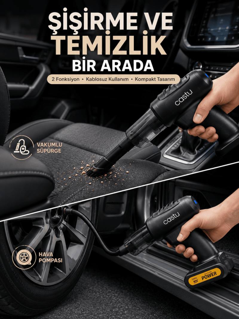 Kablosuz Hava Pompası ve Vakumlu El Süpürgesi