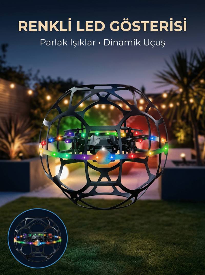 Koruyucu Kafesli Dron El Hareketiyle Kontrol Edilebilen Uçan