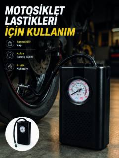 Araç Lastik Şişirme Pompası Taşınabilir Analog Basınç Göstergeli Hava Kompresörü