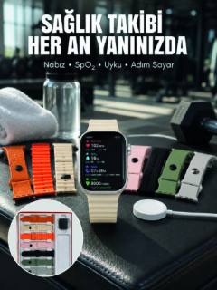 7'li Kordon Setli Akıllı Saat Bluetooth Görüşme Bildirim Destekli Çok Fonksiyonlu Smart Watch
