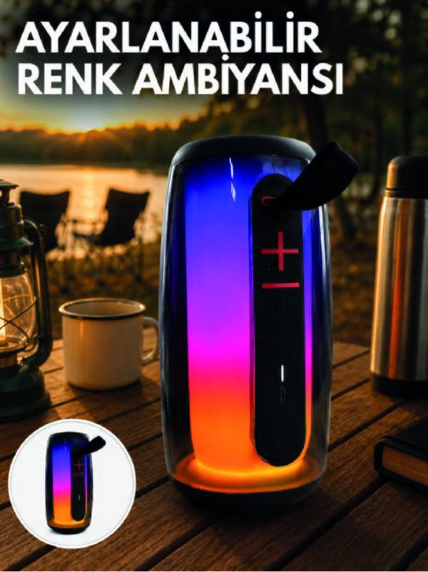 RGB Aydınlatmalı Kablosuz Bluetooth Hoparlör USB Bellek TF Kart Destekli