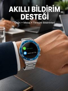 Akıllı Saat Çelik Kordonlu Amoled Ekran Android ve İOS Uyumlu Çağrı Cevaplayabilen Yeni Nesil