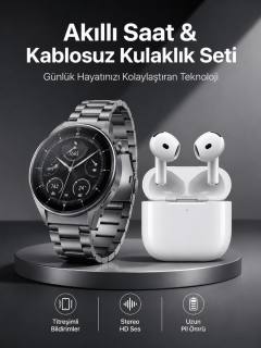 Akıllı Saat ve Kulaklık Seti Bildirim Görme Arama Cevaplama ANC Özelliği