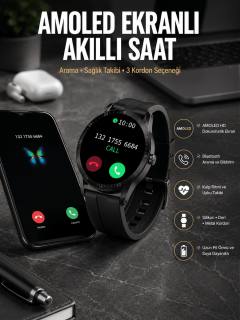 Akıllı Saat Amoled Ekran 3 Kordonlu NFC Ve GPS Uyumlu