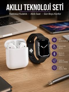 2025 Model Akıllı Saat ve 2.Nesil TWS Bluetooth Kulaklık ANC Özelliği Amoled Ekran