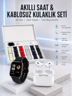 7 Kordonlu Akıllı Saat Ve Yeni Nesil Kulaklık Dokunmatik Ekran Android ve İOS Uyumlu