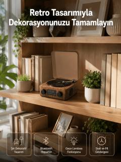 Dekoratif Gece Işıklı Bluetooth Hoparlör – Saatli Tasarım Yeni Nesil
