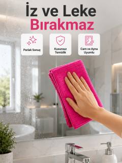Yüksek Su Emici Mikrofiber Temizlik Bezi Cam, Mutfak ve Banyo Temizliği