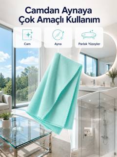 40x60 Mikrofiber Cam Temizlik Bezi İz ve Tüy Bırakmayan Profesyonel Cam Silme Bezi