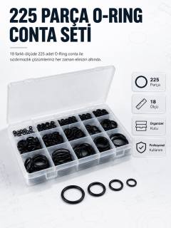 225 PCS O-Ring Conta Seti Profesyonel Tamir, Bakım ve Sızdırmazlık Çözümü