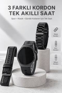 Yeni Nesil Akıllı Saat Bluetooth Görüşme, Sağlık Takibi, AMOLED Ekran ve 3 Kordon Seti
