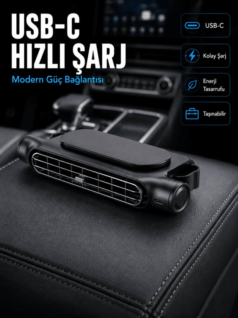 Otomobil Koltuk Başlığı Fanı Güçlü Turbo Hava Akışı Sunan Araç İçi Soğutucu