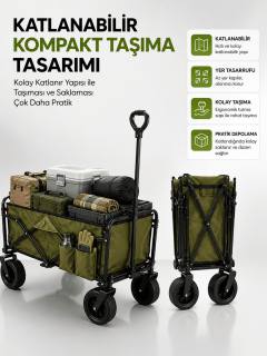 130 KG Taşıma Kapasiteli Katlanabilir Wagon Taşıma Arabası