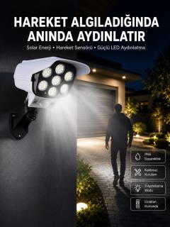 Solar Bahçe Lambası Uzaktan Kumandalı Kamera Görünümlü Hareket Sensörlü