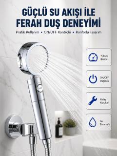 Şelale Sisi ve Masaj Özellikli Banyo Duş Başlığı