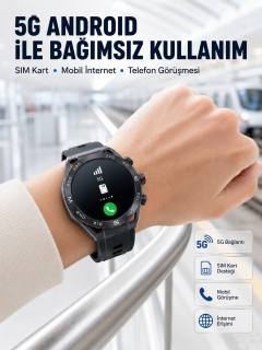 5G Android Akıllı Saat AMOLED Ekran SIM Kart Destekli Kameralı