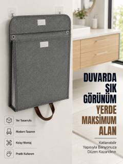 Katlanır Duvar Askılı Çamaşır Sepeti Geniş İç Hacimli Banyo Düzenleyici
