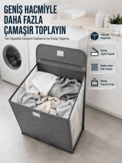 Modern Tasarımlı Duvara Monte Kirli Çamaşır Sepeti Pratik Saklama Çözümü