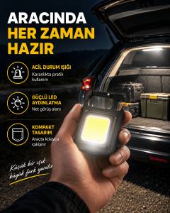 Süper Parlak 800 Lümen LED Fener – USB Şarjlı, 3 Işık Modlu, Mini Taşınabilir ve Anahtarlık Tipi Yeni Nesil