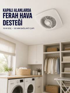 120 mm Dekoratif Aspiratör 16 W 180 m³/h Banyo Mutfak ve WC Havalandırma Fanı
