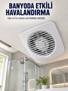 Dekoratif Havalandırma Aspiratörü 120 mm 180 m³/h Duvar ve Tavan Montajlı