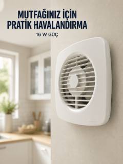 120 mm Havalandırma Fanı 180 m³/h Dekoratif Duvar ve Tavan Tipi Aspiratör