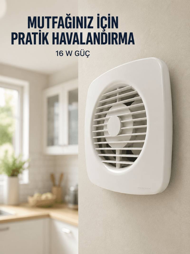 120 mm Havalandırma Fanı 180 m³/h Dekoratif Duvar ve Tavan Tipi Aspiratör