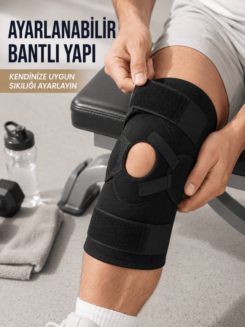 Yan Destekli Ligamentli Dizlik Açık Patella Ayarlanabilir Spor ve Günlük Kullanım