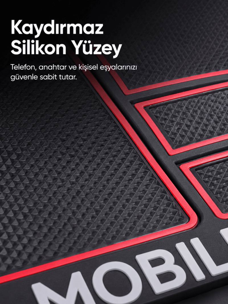 Çok Bölmeli Araç İçi Organizer Mat Kaydırmaz Silikon Telefon Tutuculu Tasarım