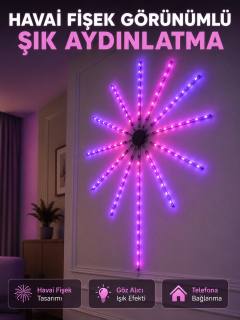 Dekoratif RGB Fireworks LED Duvar Işığı Çok Renkli Telefon Kontrollü LED Aydınlatma