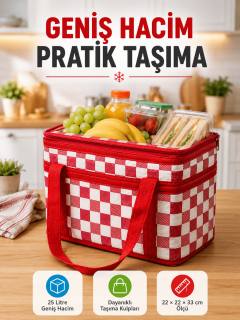 Isı Yalıtımlı Termos Piknik Çantası Geniş Hacimli Soğuk ve Sıcak Taşıma Çantası