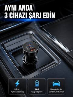 12V 24V Uyumlu 60W Araç İçi Şarj Adaptörü Çoklu Hızlı Şarj Cihazı