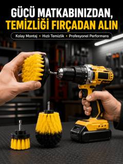 Matkap Uyumlu Temizlik Fırçası Seti 3’lü Çok Amaçlı